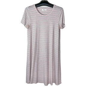 Madewell Sacramento T-Shirt Dress Stripe Swingy Red White Blue Small